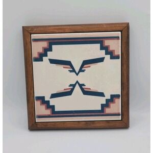 Southwestern Native American Geometric and Thunderbird-inspired Framed Tile